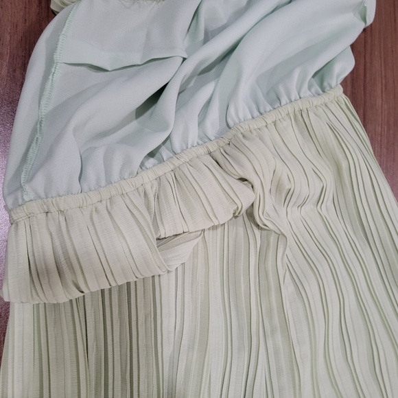 Lulus Women's Lime Green Plisse Sleeveless Wide-Leg Jumpsuit Size L - Picture 7 of 16